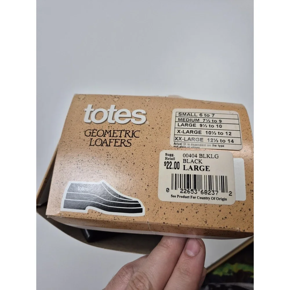 Totes Geometric Loafers Shoes Mens Size 10 Black Waterproof Slip On Overshoes